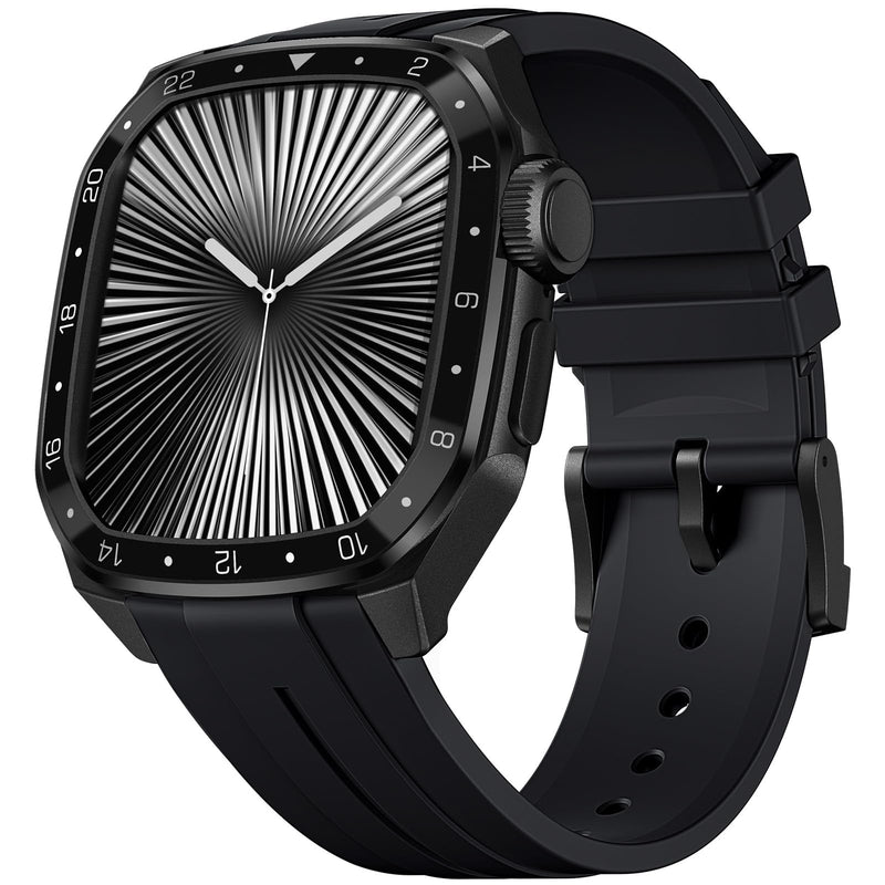 Bandletic Luxury Metal Case with Band Compatible with Apple Watch 46mm | Rugged Military-Grade Protective Bumper Cover with Soft Silicone Strap for iWatch 11 10 46mm Black/Black 46mm(series 11 10)