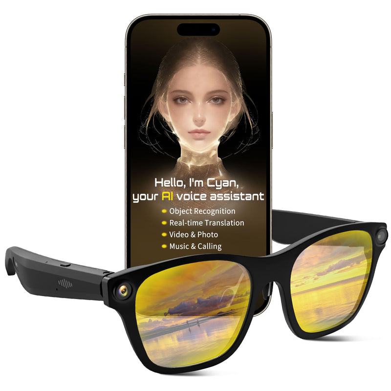 AI Smart Glasses, 2026 Cutting-Edge AI HD Camera Glasses | AI Voice Assistant, Object Recognition,100+ Languages Real-time Translation, Support Video Photo Music Calling, Wearable Tech