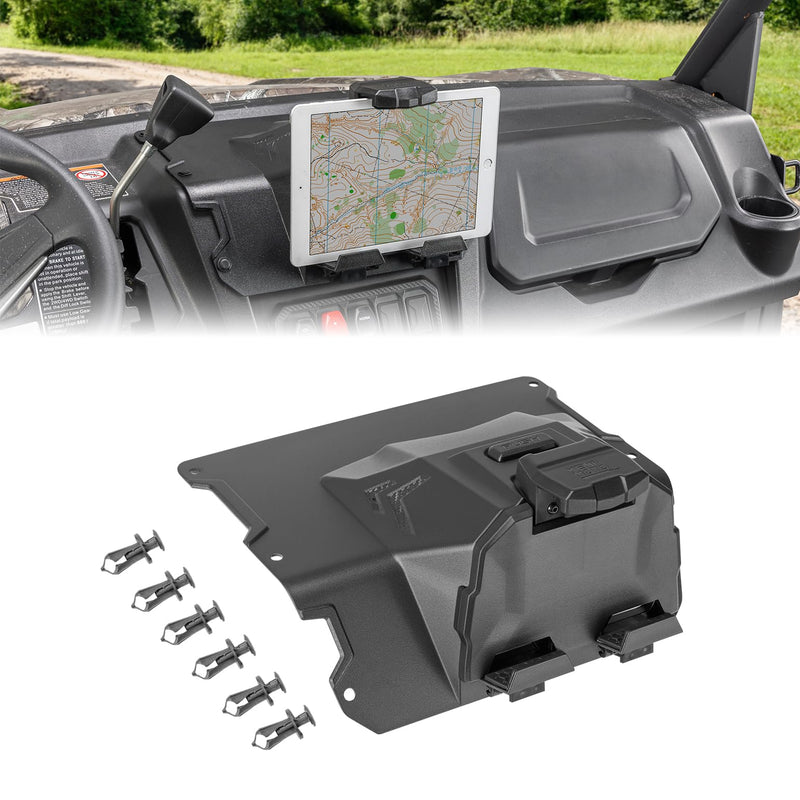 KEMIMOTO Spring Back Tablet Holder for Phone & GPS | Compatible with CFMOTO UFORCE 1000/1000 XL 2019-2026 UTV Electronic Device Holder, Including Storage Box Accessories