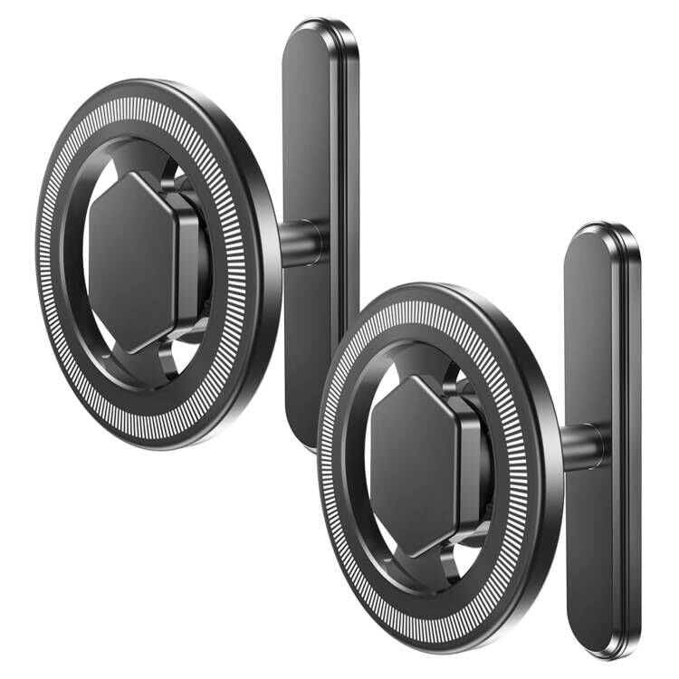Falafa Magnetic Phone Holder for Golf Cart, MagSafe 360° Mount 2 Pack | Dual Phone Mount Set with 360° Rotation, Alloy Base & Ball Joint Compatible with MagSafe iPhone 12-17 Series Black-2 Pack