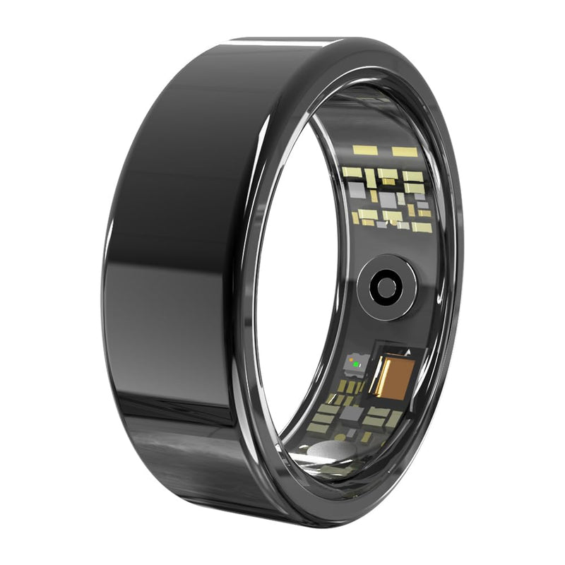 Smart Ring, Tracking Ring, Suitable for Both Men and Women, 5ATM Waterproof, Activity/Sleep/Temperature Monitoring, Family Care Mode, Compatible with Android and iOS. (Black, 10) Black