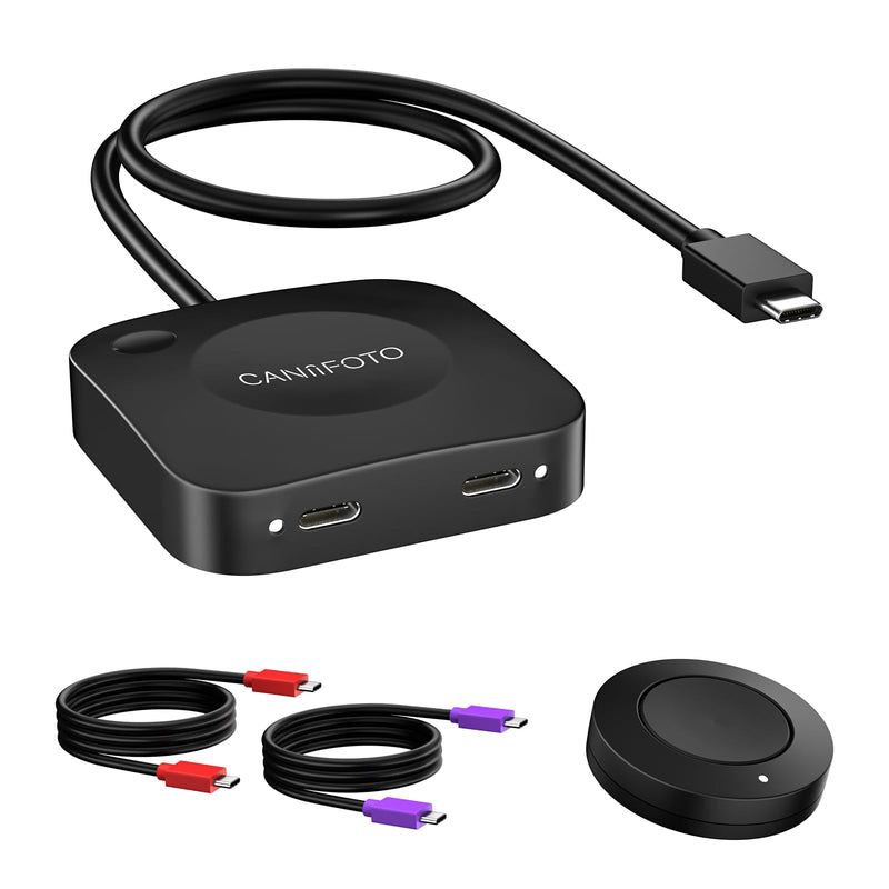 Caniifoto 20Gbps USB C Switch for 2 Computers, USBC Switcher,2 USB-C Cables | USB-C Switch, Support 8K@60Hz 4K@120Hz Video, 20Gbps Data Transfer, 140W Charging, Compatible with USB-C/Thunderbolt 4 Device