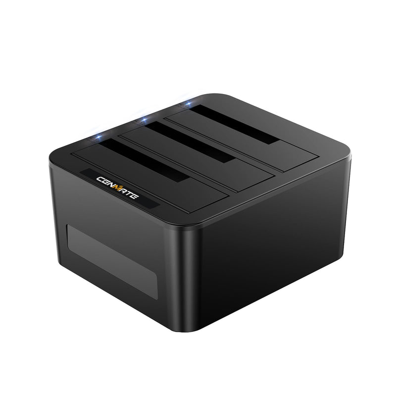 CENMATE 3 Bay Hard Drive Enclosure for 2.5“/3.5" SATA HDD/SSD with USB A/C 3.0, Hard Drive Enclosure Support Hot Swappable, Tool-Free HDD Enclosure 637-1