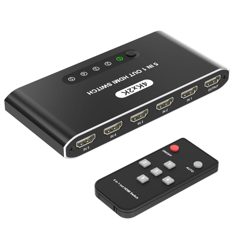 [AUSTRALIA] - 5 in 1 HDMI Switch with Remote 4K, 5 Port HDMI Switcher, HDMI Selector Splitter Box with LED Indicators, Game Switcher Hub with USB Powered for PS5 Xbox Fire Stick Roku TV Monitor 