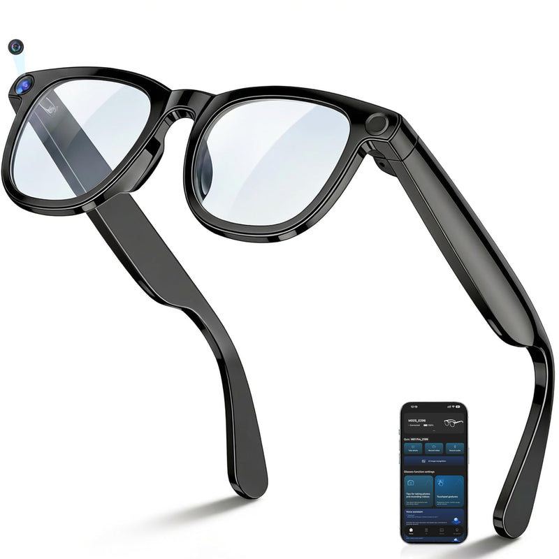 AI Smart Glasses with Camera, 8MP Photo & 4K Video, Real-Time Translation in 140+ Languages, Voice Assistant, Object Recognition, Bluetooth/WiFi, Blue Light Glasses for Travel, Meetings, Vlogging