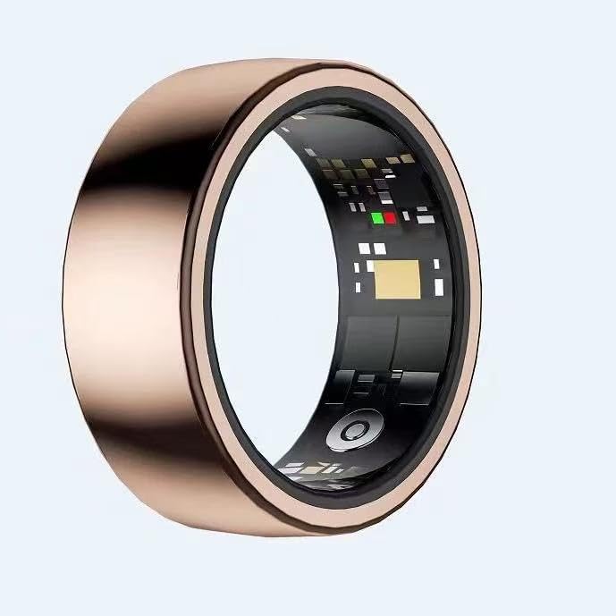 Smart Ring with Sleep Monitoring, Step Counting, Heart Rate, Blood Oxygen for iOS and Android, Health Tracker,No Subscription Fee, (Gold, 8#) Gold 8#