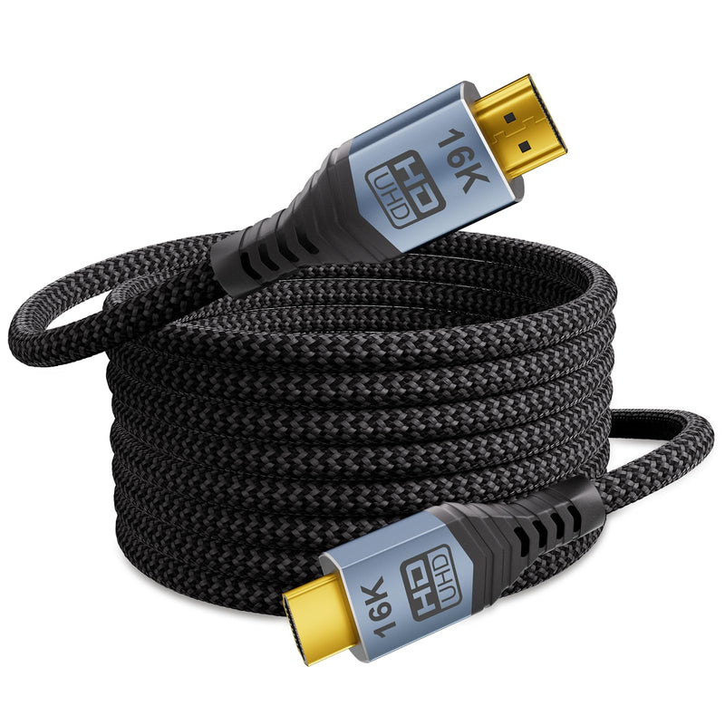 16K 10K 8K HDMI 2.2 Cable 16FT/5M, 96Gbps Ultra High Speed Hdmi Braided Cord Support 16K@60Hz 8K@240Hz 4K@480Hz, HDCP 2.2 & 2.3, HDR 10,eARC, DTS:X, for Roku TV/PS5/Blu-ray, Home Theater