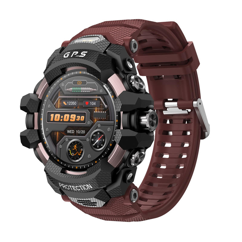 GPS Smart Watch AI Q&A Local Music Playback, GPS Motion Track, SOS Whistle, Compass, Altitude, Dual LED Flashlight, 25-Days Standby, 3ATM Waterproof, Red