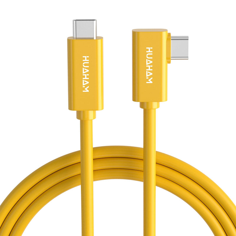 Fiber Optic USB C Tethering Cable 15FT, Right Angle 10Gbps Bidirectional Data Transfer & PD 60W USB 3.2 Gen2 Cable with German SiliconLine Chip for VR/Camera/Computer/Sony/Nikon/Canon/FujiFilm Orange
