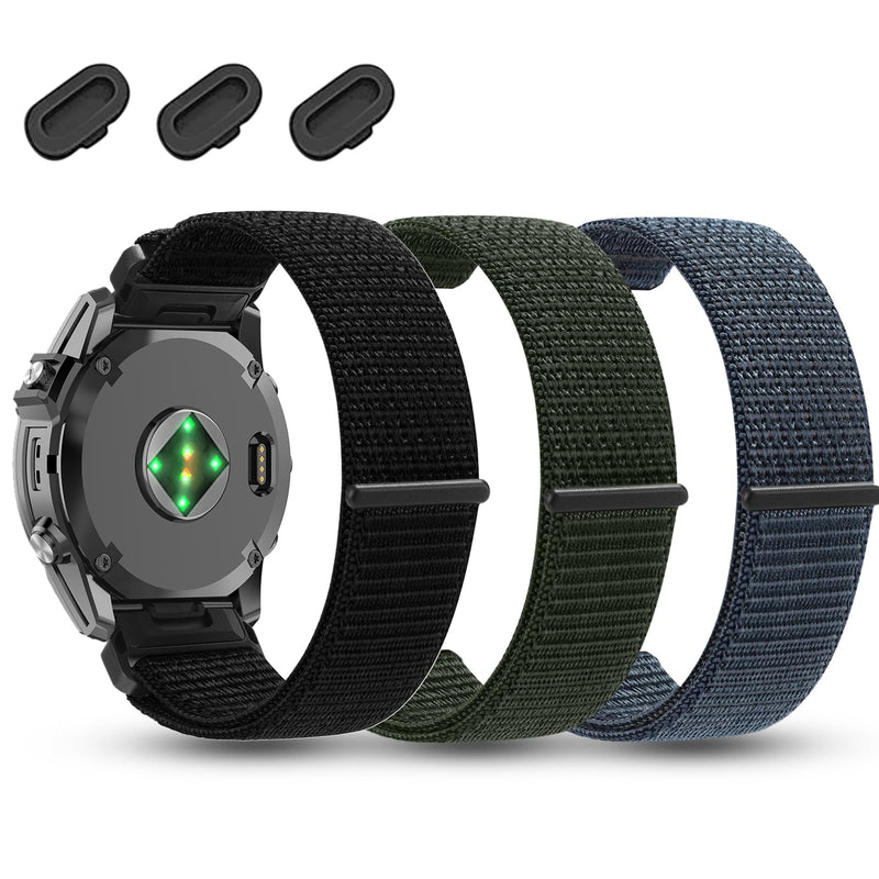 26mm Watchband Compatible with Garmin Fenix 8 pro/tactix 8 AMOLED-51mm/Fenix 7X/6X/5X/7X Pro/6X Pro/5X Plus/3 HR,Nylon Elastic Braided Strap For Descent Mk2i/3i/quatix 8 51mm/Enduro3 2 3pack1(new)