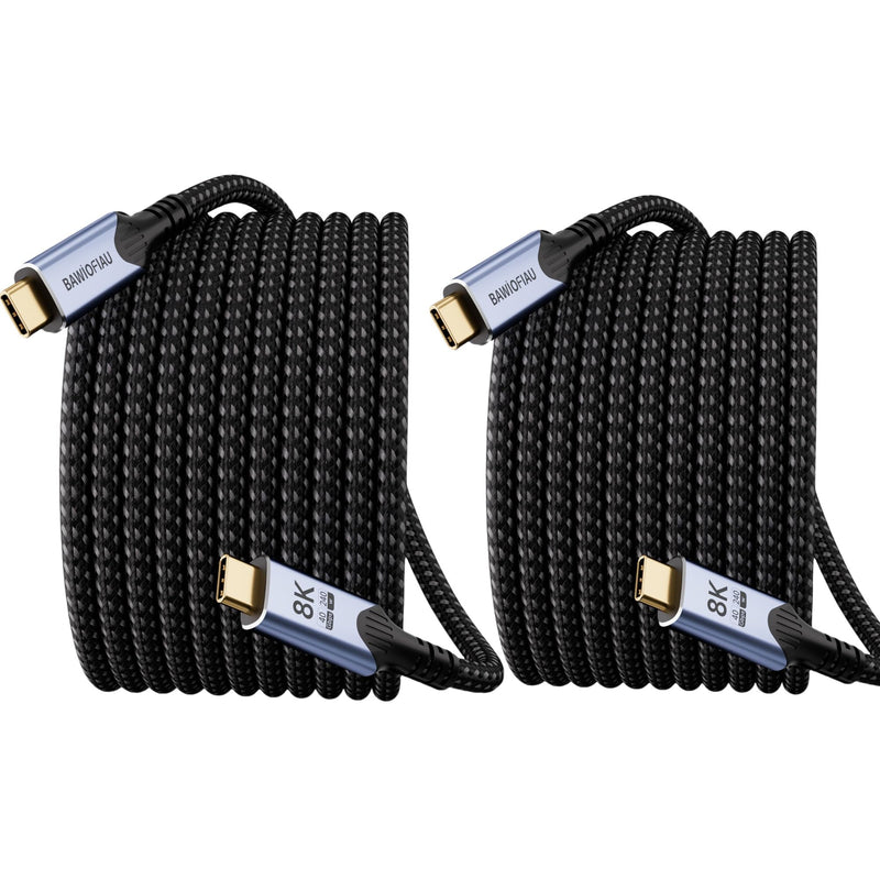 [2-Pack] USB 4 Cable 10FT/3 M,Long USB C Data Cable for 40Gbps Braided,8K/4K Video Display,240W Fast Charging,Type c to Type c Compatible with Thunderbolt 4/3 Cable,high Speed USB c Cable 10FT+10FT