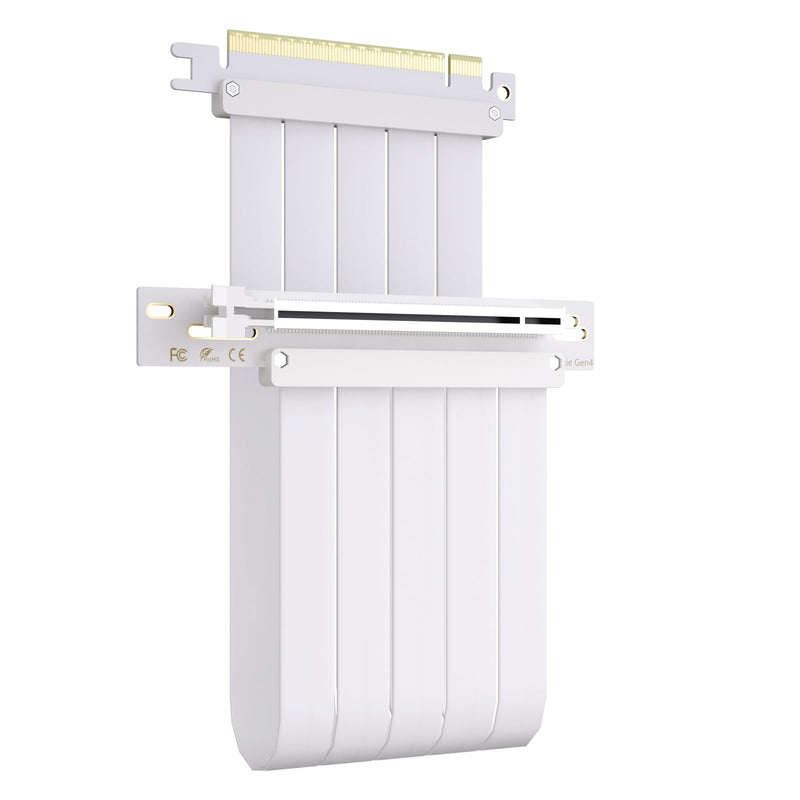 GLOTRENDS 300mm PCIe 4.0 X16 Riser Cable White Color for PCIe 4.0/3.0 GPUs, Such as GeForce RTX 40/30 Series and AMD Radeon RX7000/RX6000 Series, etc