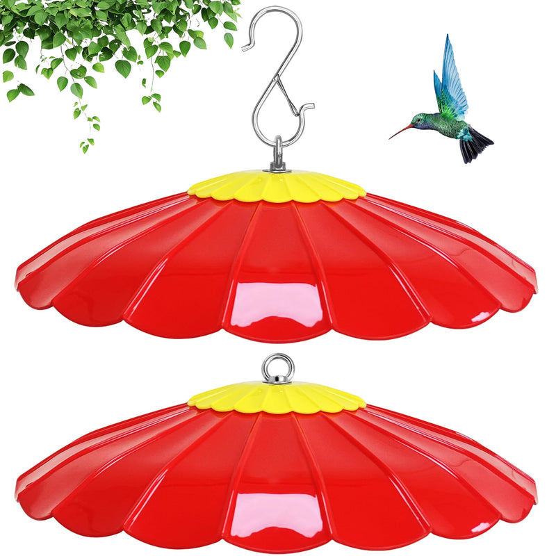 13.5-Inch Hummingbird Feeder Shade Dome Cover,Bird Feeder Rain Cover & Squirrel Shield, Weather Guard with Hanging Bird Feeders,Squirrel Proof for Shepherd's Hook Outdoors(Red) 2 Pack 13'' / 2PCS Red