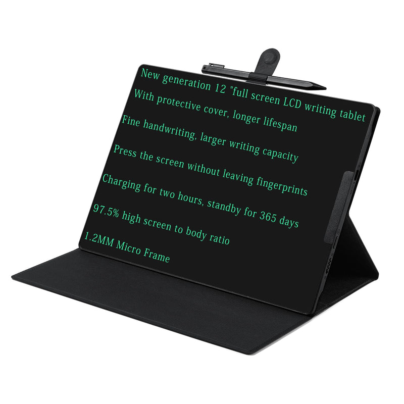12 Inch Rechargeable LCD Writing Tablet with Cover Adults | Electronic Writing Drawing Pads Full Screen Digital Scratchpad Full Screen Digital Scratchpad for Office Meeting Memo