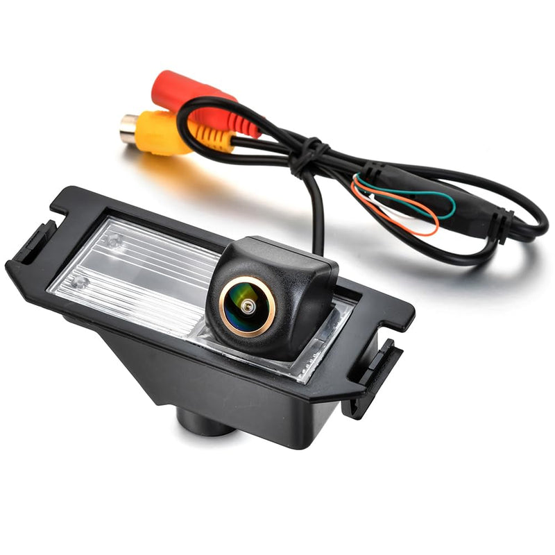 AHD 720P/CVBS Car Rear/Front View Fisheye Lens License Plate Camera with RCA Cable & Vehicle Camera for Hyundai Elantra Touring /i30/Coupe S3/Tuscani/Tiburon Genesis & Backup Golden Camera