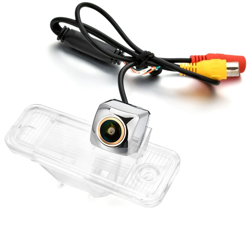 AHD 720P/CVBS Car Rear View Fisheye Lens License Plate Camera with RCA Cable & Vehicle Camera for Hyundai Santa Fe/ ix45/ Maxcruz/KIA Carens RP MK3/KIA Rondo RP & Silver Backup Camera