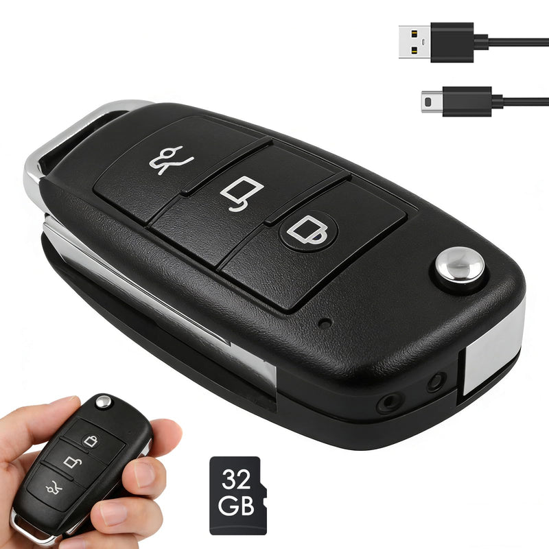 Hidden Camera Body Camera with 32GB SD Card - No WiFi Needed 1080P FHD Portable Spy Nanny Body Cam - Car Key Cameras - No Audio