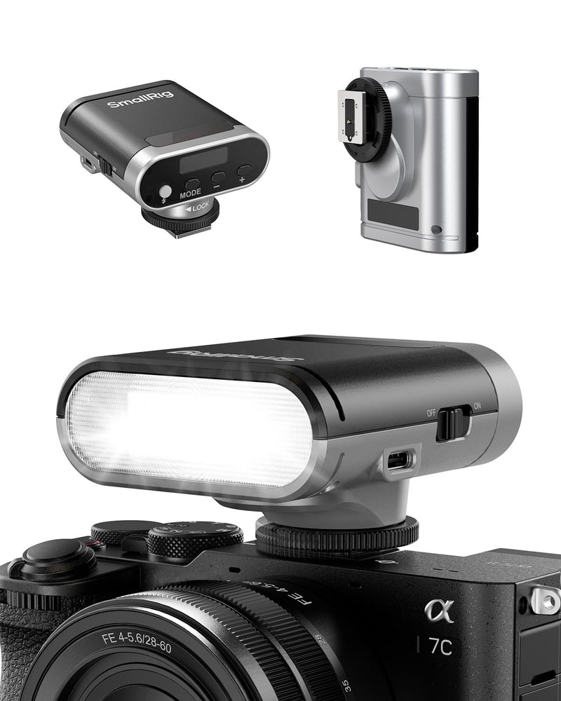SmallRig RS20 Mini Portable Camera Flash for Sony for Canon for Nikon | GN12 Speedlight, 2000mAh, OLED Screen, 500 Full-Power Flashes/1.8s Recycle/6500K, A/M Mode 8-Level 1/1-1/128 -(Silver) 5818 Silver
