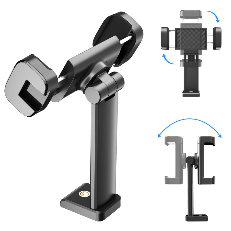 Phone Tripod Mount with Cold Shoe, 360° Rotation & 180° TiltTilting Cell Phone Clamp Adapter for Smartphone, Compatible with iPhone 17 16 15 Samsung S25, Selfie Stick, Camera Stand.