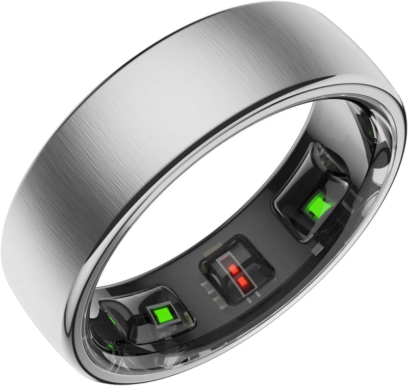 Gen Pro 2 Smart Ring for Men & Women's, Qring with No APP Subscription with Heart Rate, Wireless Chargeing, Sleep Monitoring & Remote Camera Control, Waterproof Ring (Silver, 13)