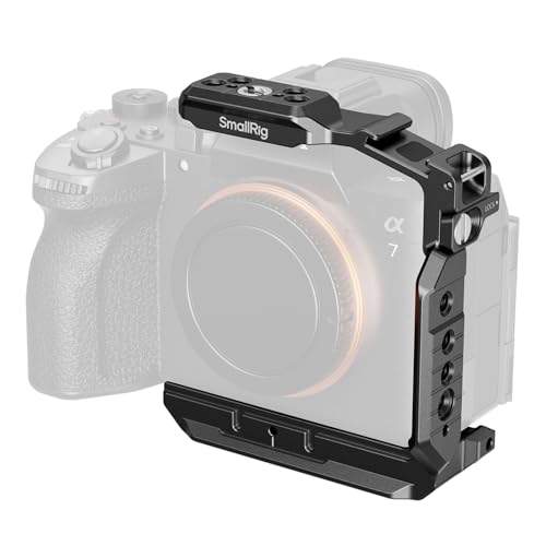 SmallRig HawkLock Quick Release Half Cage for Sony Alpha 7 V / 7R V / 7 IV, with Cold Shoe & NATO Rail, Quick Release Plate for Arca