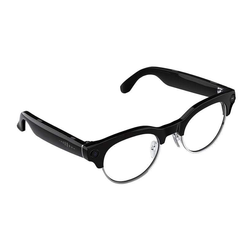 AI Smart Camera Glasses, 8MP 1080P HD Video Recording, Stylish Half-Frame Oval Design, Open-Ear Bluetooth Audio, AI Assistant & Translation, Brown