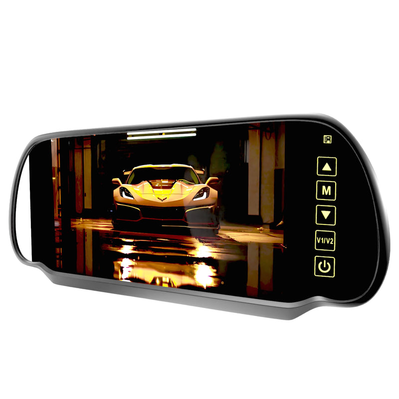 7 Inch TFT LCD Car Rearview Mirror Monitor, Widescreen Dash Cam Rear View Backup Camera Mirror with Touch Button, 2 Video Input, Vehicle Parking in-Mirror Monitor for Cars Trucks