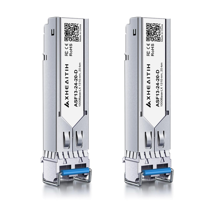 2 Pack 1.25G LC 20KM 1310nm SMF Single Mode Transceiver 1000Base-LX Module | for Cisco, Broadcom, Fortinet, Netgear, D-Link, Meraki, Supermicro, MikroTik, F5, QNAP, Mellanox 3) 1000Base-LX: 10km X2