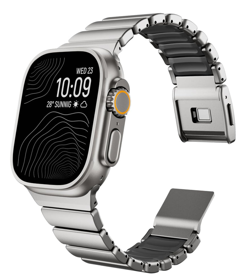 Titanium Band for Apple Watch 11/10/9, Ultra 3, SE 3, Silicone Lined, DLC | MaKTech DLC Scratch-Resistant, Magnetic Clasp, Lightweight Bracelet, for Apple Watch 11/10/9/8/7/6/5/4, Ultra 3/2/1, SE 3/2/1 46mm/45mm/44mm/49mm Titanium/Black