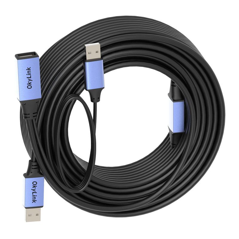OkyLink Active USB 2.0 Extension Cable A to A, Male to Female 65ft(20M) | 480Mbps Signal booster cord, compatible with printer, mouse, keyboard, scanner, camera USB2.0 65ft (20m)