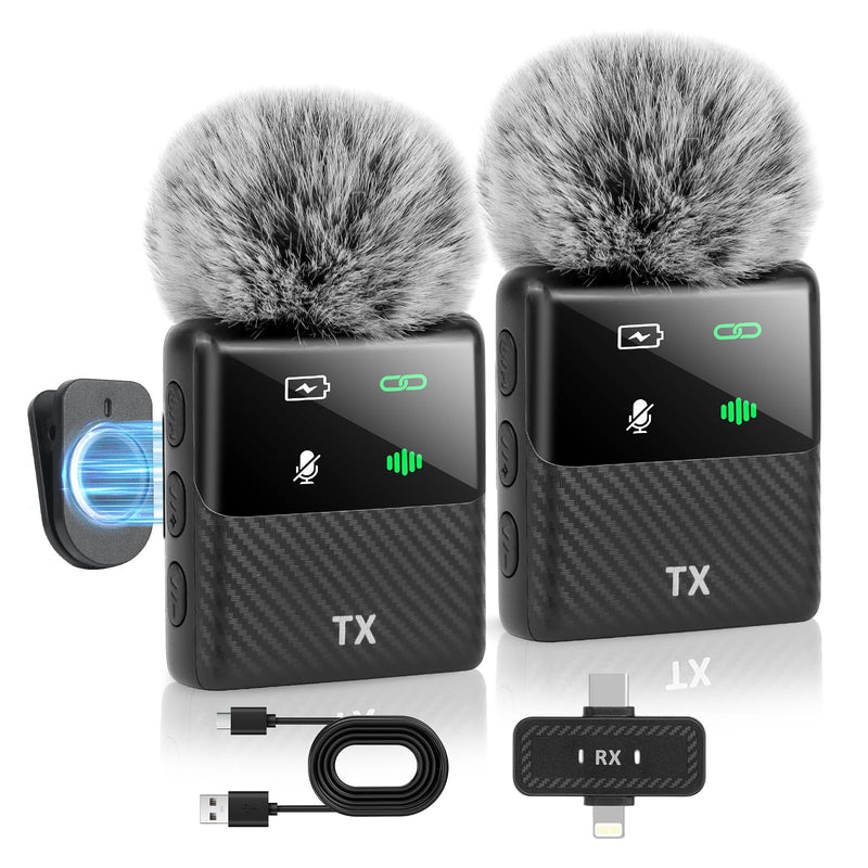 [AUSTRALIA] - Kairiyard Mini Wireless Lavalier Microphone for iPhone, iPad, Android Phone, Noise Reduction Plug and Play Magnetic Clip on Lapel Mic for Video Recording Podcast Vlogging 