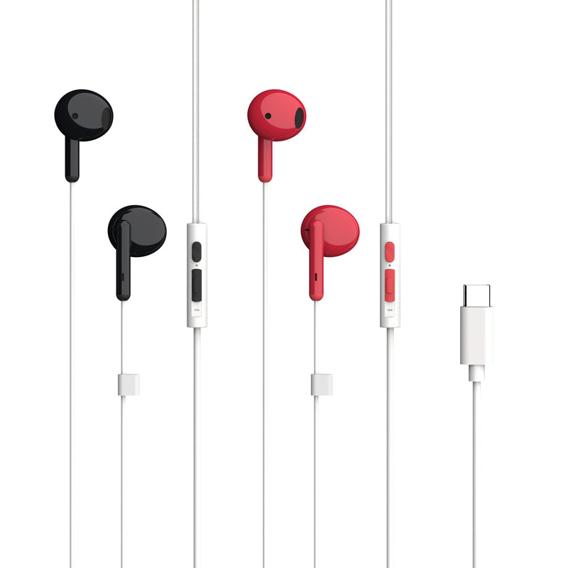 | Two-Person USB-C Earbuds for Couples | Dual Headphones with Individual Volume Control & Microphones | Share Music, Movies & Audiobooks Together | Includes Travel Pouch | 3-Year Warranty