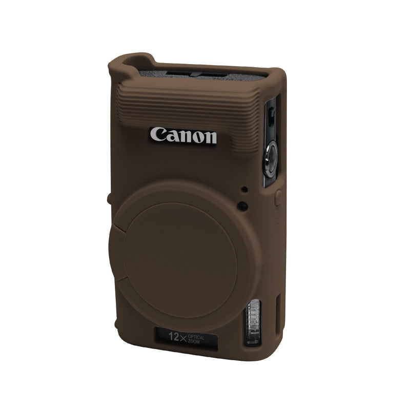 [AUSTRALIA] - Easy Hood Case for Canon PowerShot IXY 650/ELPH 360 Camera, Soft Silicone Camera Cover with Removable Lens Cap, Slim Fit Anti-Scratch Carrying Protective Case Camera Body Skin Sleeve(Brown) Brown 