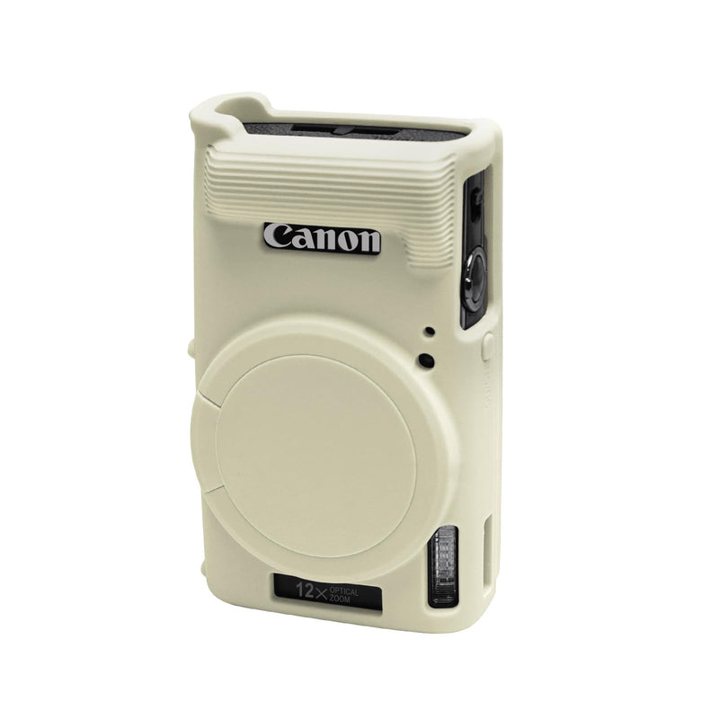 Easy Hood Case for Canon PowerShot IXY 650/ELPH 360 Camera, Soft Silicone Camera Cover with Removable Lens Cap, Slim Fit Anti-Scratch Carrying Protective Case Camera Body Skin Sleeve(Beige) Beige