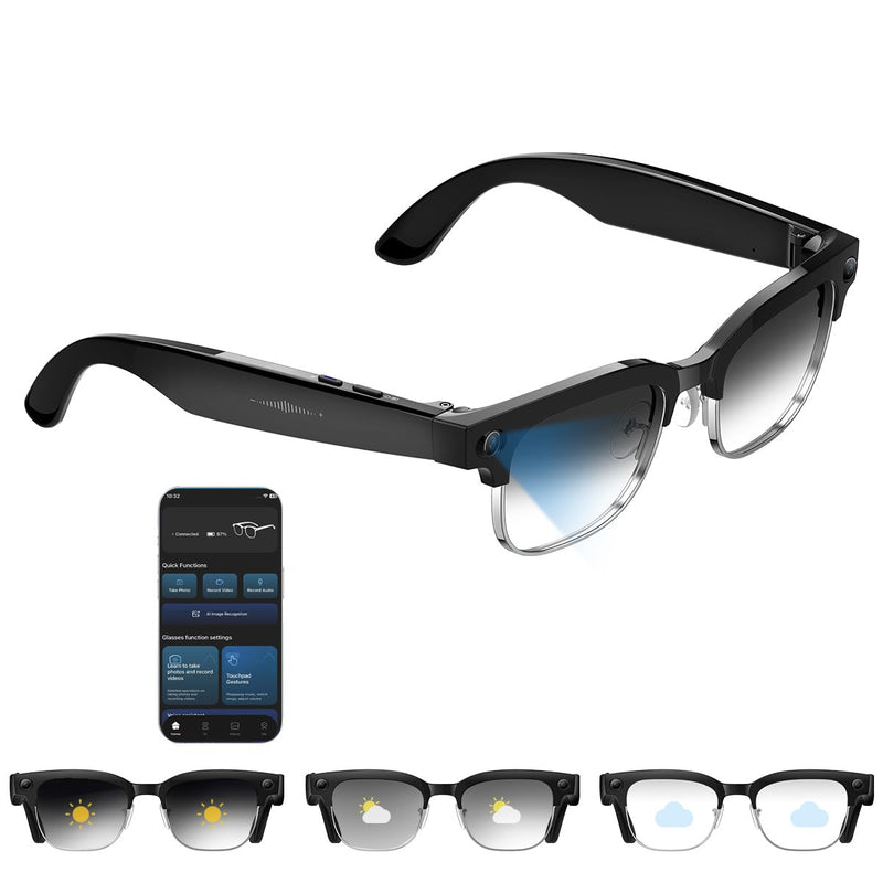 AI Smart Glasses with Camera,8MP HD Video Recording For Men And Women, GPT Identify Objects & AI Translation,Bluetooth Camera Glasses For Travel & Vlogging (Black) W630 Camera glasses