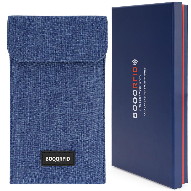 Faraday Bag for Phones,4-Layer Faraday Cage & Signal Blocking Pouch with Magnetic Closure,Anti-Tracking for iPhone Samsung & All Cell Phone (Blue) Blue