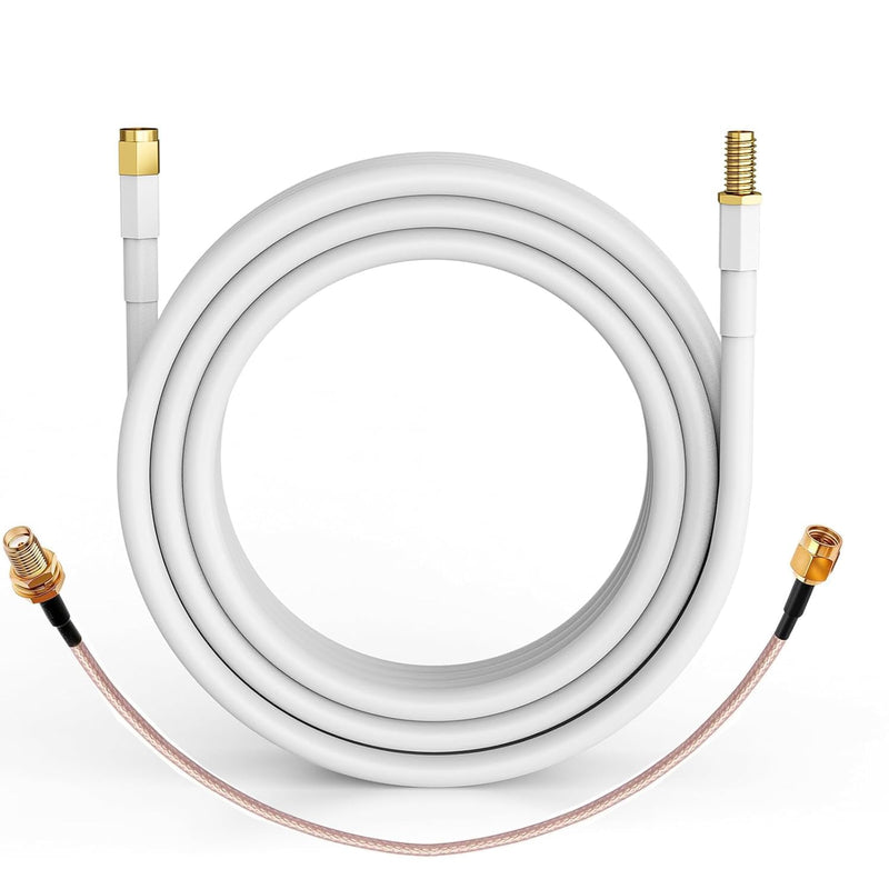 SMA Coaxial Cable LTE Antenna Extension Kit Low Loss 3D-FB – Dual Coax Cable Set with 20FT Extension & 20IN Jumper, SMA Male to Female for Signal Booster Indoor Outdoor