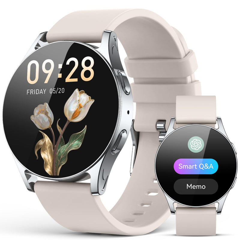 Smart Watch for Women Men, 41mm AMOLED Activity Fitness Tracker for Android iPhone with Always On Display, 150+ Sports, Calorie & Step Counter, Sleep Monitor, Answer/Make Calls (Starlight) Starlight