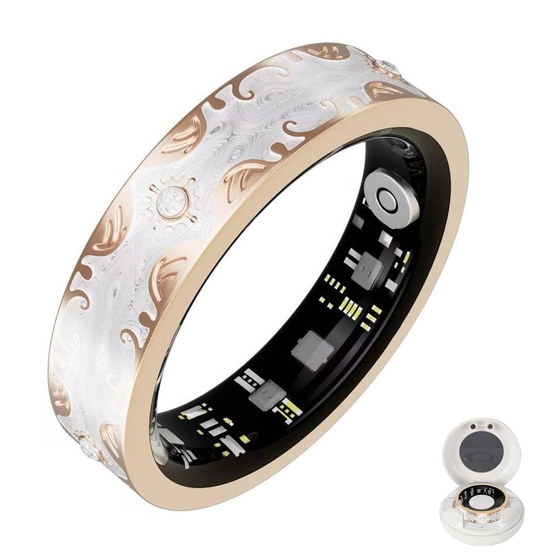Retro Smart Ring for Women Sleep Fitness Tracking, White, 9#