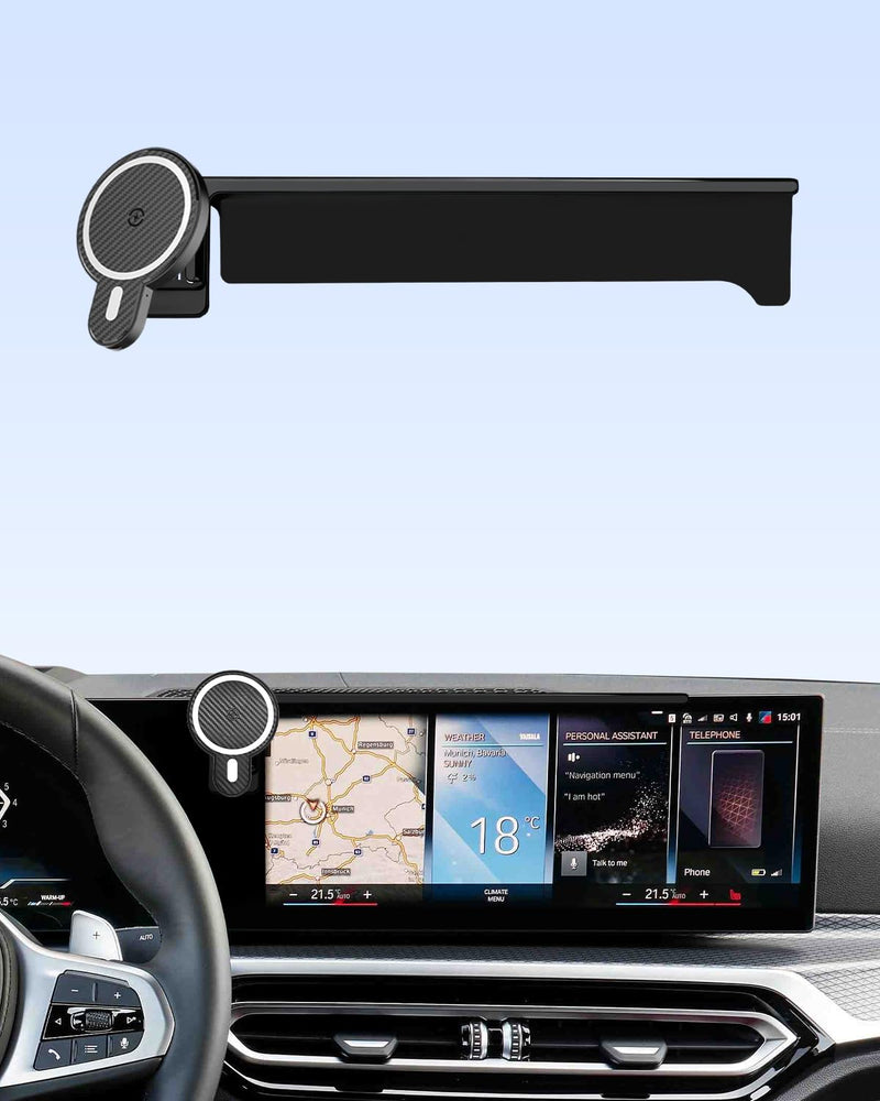 PZK Car Phone Holder for 2023-2025 BMW 3 Series /2024 2025 BMW 4 Series | 14.9-Inch Screen Magnetic 15W Fast Charger Magsafe Car Phone Mount 360° Rotaion With Sunglasses Storage Box Hands-Free Magsafe+ Wireless Charger