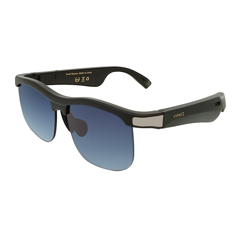 Smart Glasses for Men Women Bluetooth 5.3 Sunglasses Polarized Open Ear Music Frameless Sunglasses Gradient Lens Blue