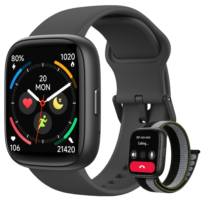 Smart Watch for Women Men, 2026 Upgrade Smartwatch [2 Bands, 44mm case], 1.83" Fitness Tracker Watch Alexa Built-in, Make/Answer Call, HR Sleep Stress Monitor, IP68 Waterproof Step Counter Watch Black