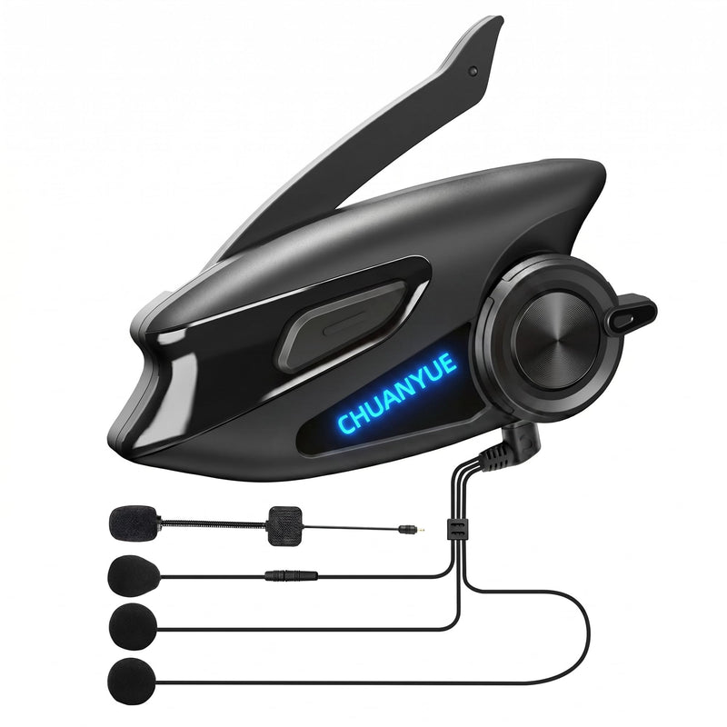 Motorcycle Helmet Bluetooth Headset, 43mm Helmet Speakers, Black, 1 Pack | 2-Way Helmet Intercom,1000m Intercom Communication,Triple Noise Reduction,Music Sharing,FM,Voice Assistant, IP67 Waterproof