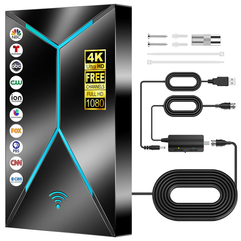 [AUSTRALIA] - 2026 Upgraded TV Antenna Indoor Outdoor, 3200+ Miles Long Range Digital HDTV Antenna with Signal Amplifier Booster, 26FT Coaxial Cable for Local Channels, Supports 4K 8K 1080p for Smart & Older TVs 
