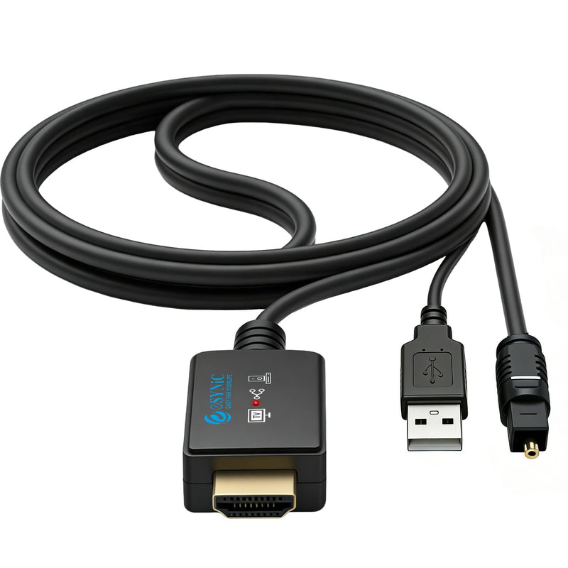 [AUSTRALIA] - eSynic 192KHZ eARC to Optical Converter-Integrated Cable Designed-5 ft Long-USB Powerd eARC/ARC Audio Extractor-Plug& Play-Dolby5.1 & DTS 5.1 Formats-Only from HDTV to Optical Soundbar-No CEC 