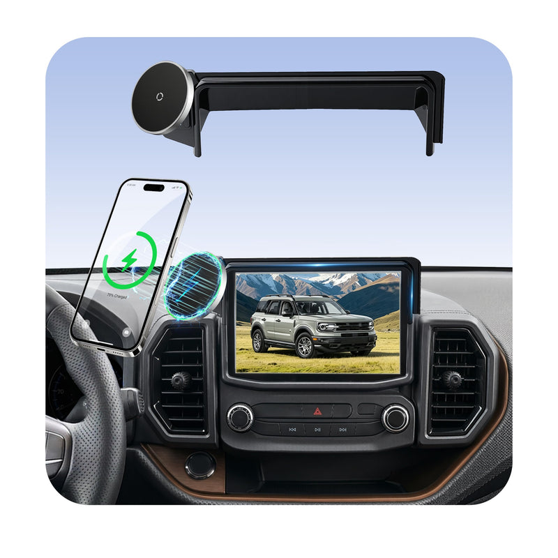 Car Phone Mount for Ford Bronco Sport (2021-2024, 8" Screen ONLY), MagSafe Car Mount, 15W Wireless Charger, iPhone Magnetic Mount for Samsung & Android, 360° & Hands Free, Car Interior Accessories Ford Bronco Sport | 2021-2024