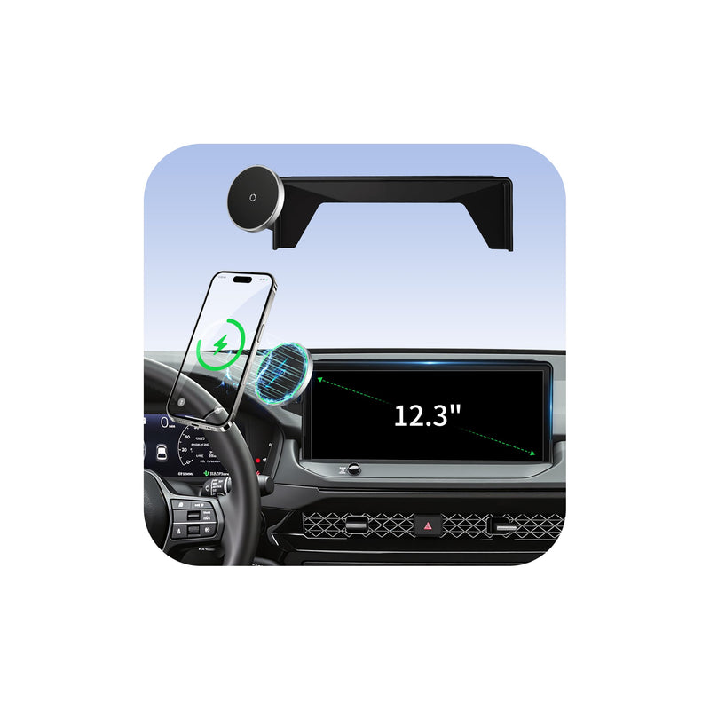 Phone Holder for Honda Accord Hybrid (2023-2026 11th, Only Fits 12.3" Screen),MagSafe Car Mount Charger,Magnetic Phone Holder,15W Wireless Charging, 360°, Hands Free, with Storage Box, Car Accessories Honda Accord | 2023-2026 (12.3" Screen)