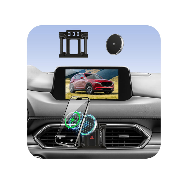Car Mount for Mazda CX5 (2017-2025), Magnetic Phone Holder, Magsafe Car Mount Charger, Dashboard Phone Holder, 15W Wireless Fast Charging, Cell Phone Automobile Chargers, 2024 CX-5 Accessories Mazda CX5 | 2017-2025