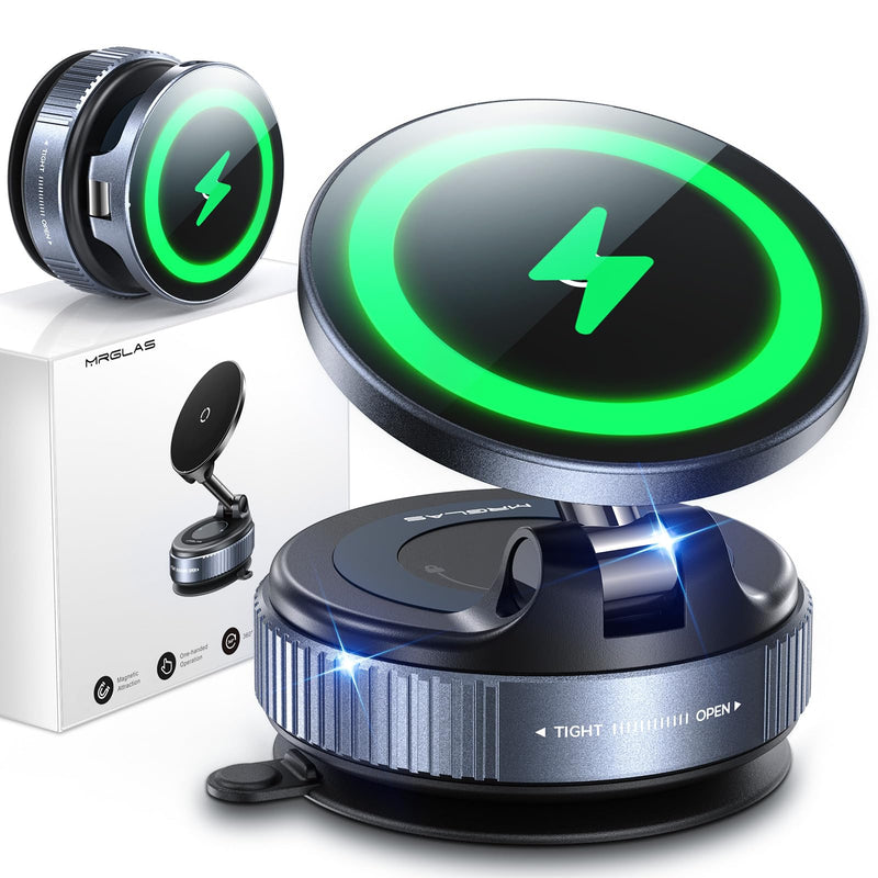 【Upgraded】for iPhone Magsafe Car Mount Charger, 15W Fast Wireless Charge | [109LBS Suction, 2800gf Magnetic Power], Magnetic Wireless Car Charger, Car Phone Holder for iPhone 17/16/15/14/13/12 Pro Max black