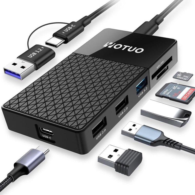 YOTUO M.2 NVMe SSD Enclosure with Hub & Card Reader, 10Gbps USB-C 3.2, External Solid State Drive Case for 2230/2242/2260/2280, SD/TF Card Reader, USB Hub, Compatible with Windows/Mac/Android/iOS